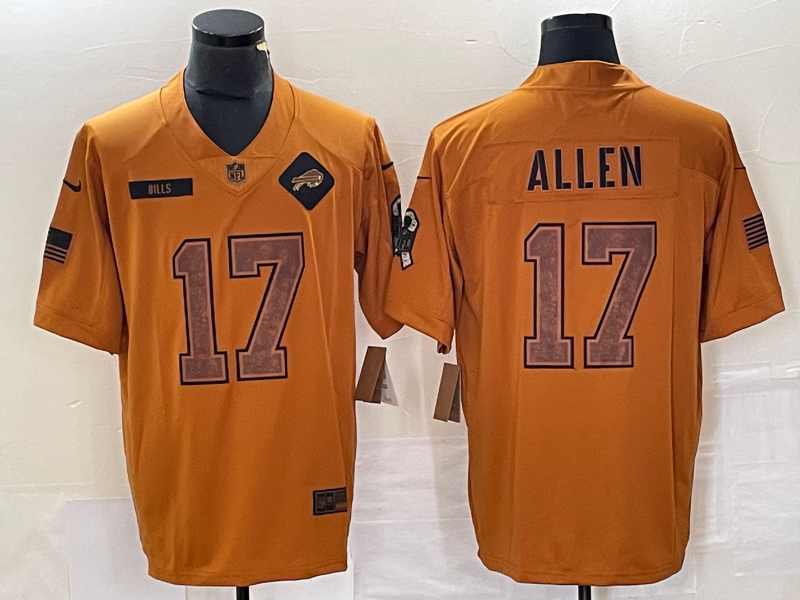 Men's Buffalo Bills Josh Allen #17 Brown 2023 Salute To Service Retired Limited Jersey